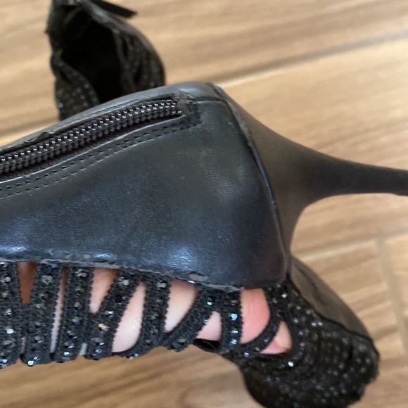 Zigisoho- Black sparkle rhinestone lattice heels- Womens size 8.5 - Picture 5 of 12